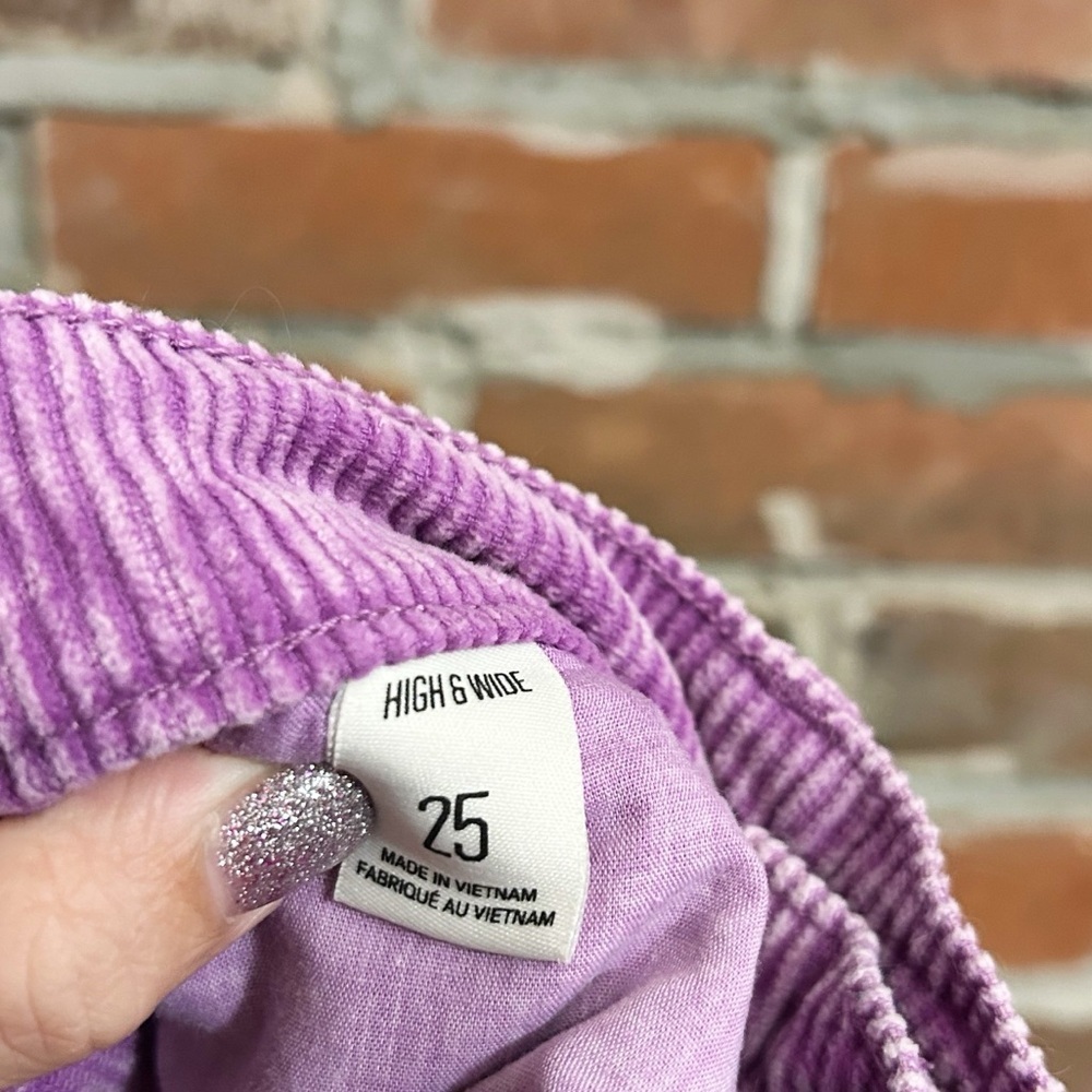 BDG High & Wide Corduroy Purple Pants Size 25 - Picture 8 of 10